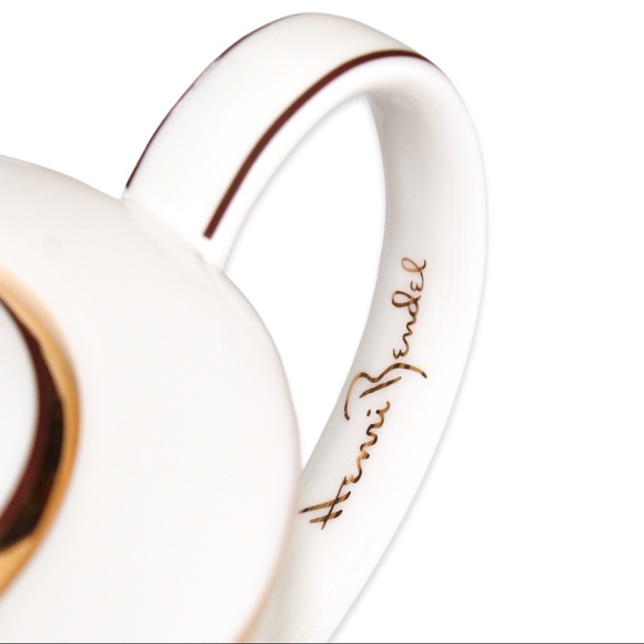 Henri Bendel Striped Teapot Brown White & Gold Bone China Centennial Stripe - Picture 2 of 9